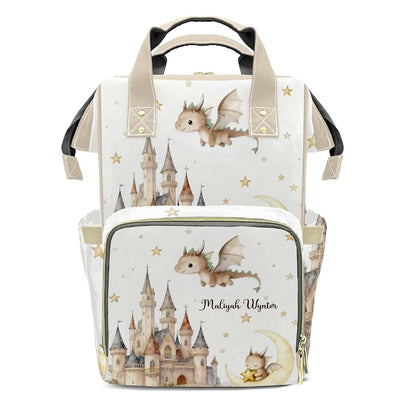 LiSoAkWE Personalized Large Capacity Retro Dragon Moon Stars Diaper Bags,Custom Name Backpack Casual Daypack Bag Nappy