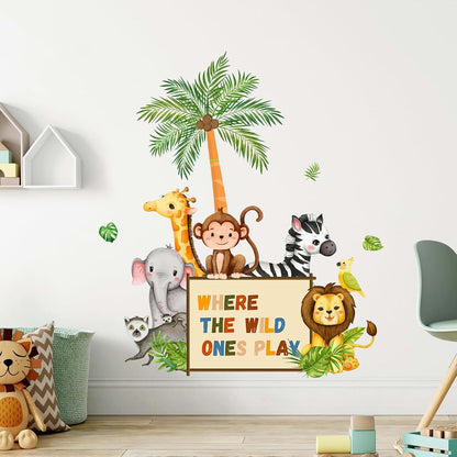 Supzone Jungle Animals Wall Decals
