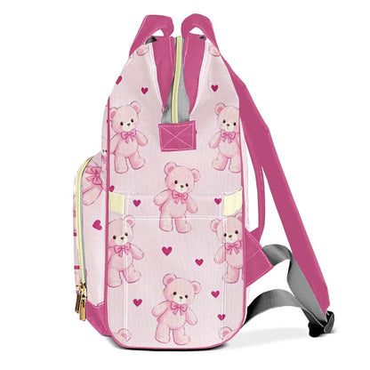 Joyestore Personalized Pink Cute Bear Custom Mom Bag with Name,Dad and Mom Diaper Backpack for Baby Boys Girls,Birthday (photo 3)