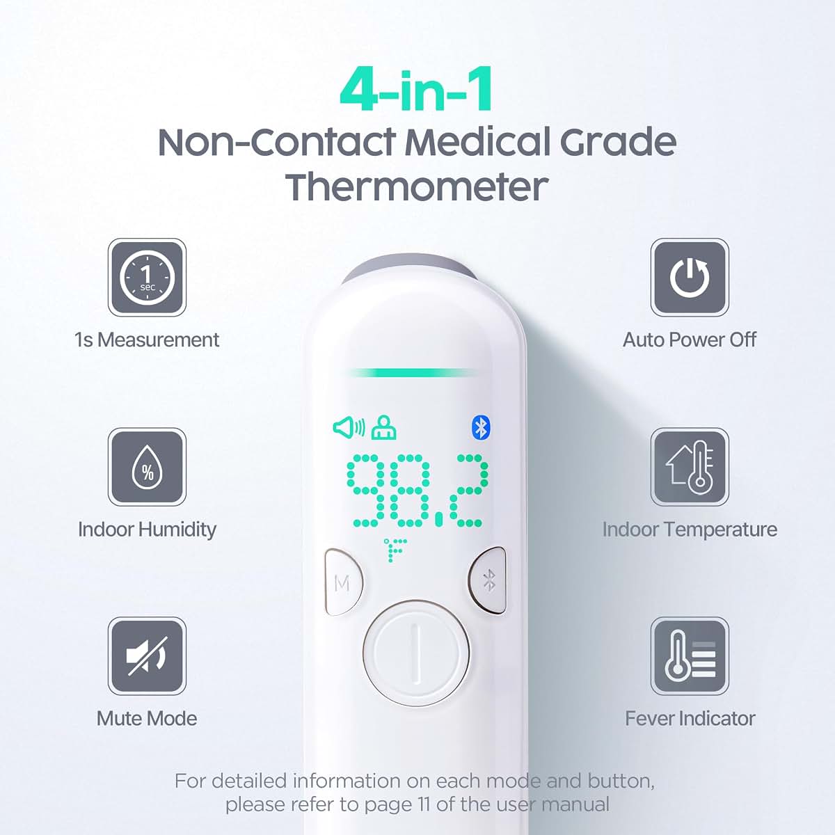 No Touch Digital Thermometer for Body Temperature and Humidity Monitoring