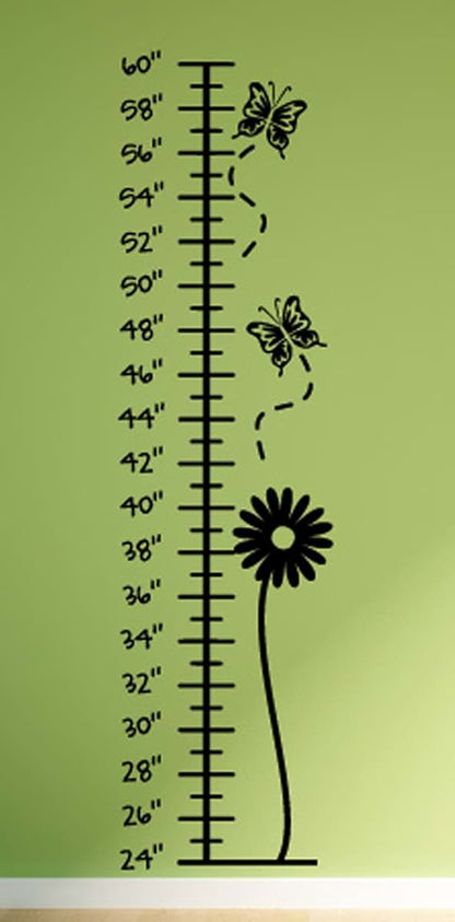 Wall Slicks Growth Chart Butterflies Wall Decals Stickers, Black, 48"