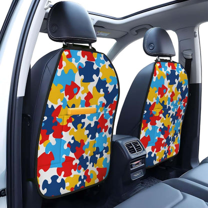 YYHWHJDE Car Seat Anti-Kick Storage Pads with Puzzle Heart Printing