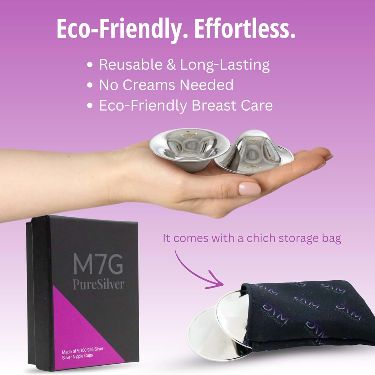 M7G Silver Nursing Cups 925 Silver Nickel Free