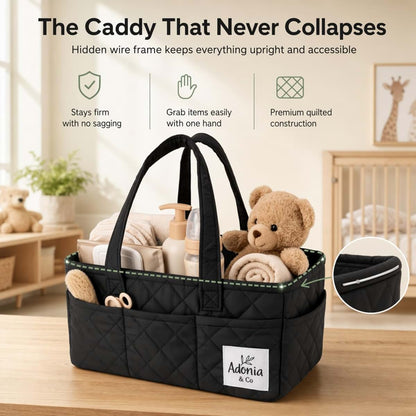 Adonia & Co Diaper Caddy Organizer – Baby Essentials Organizer, Large Nursery Storage Basket with Removable Divider, 8 (photo 2)