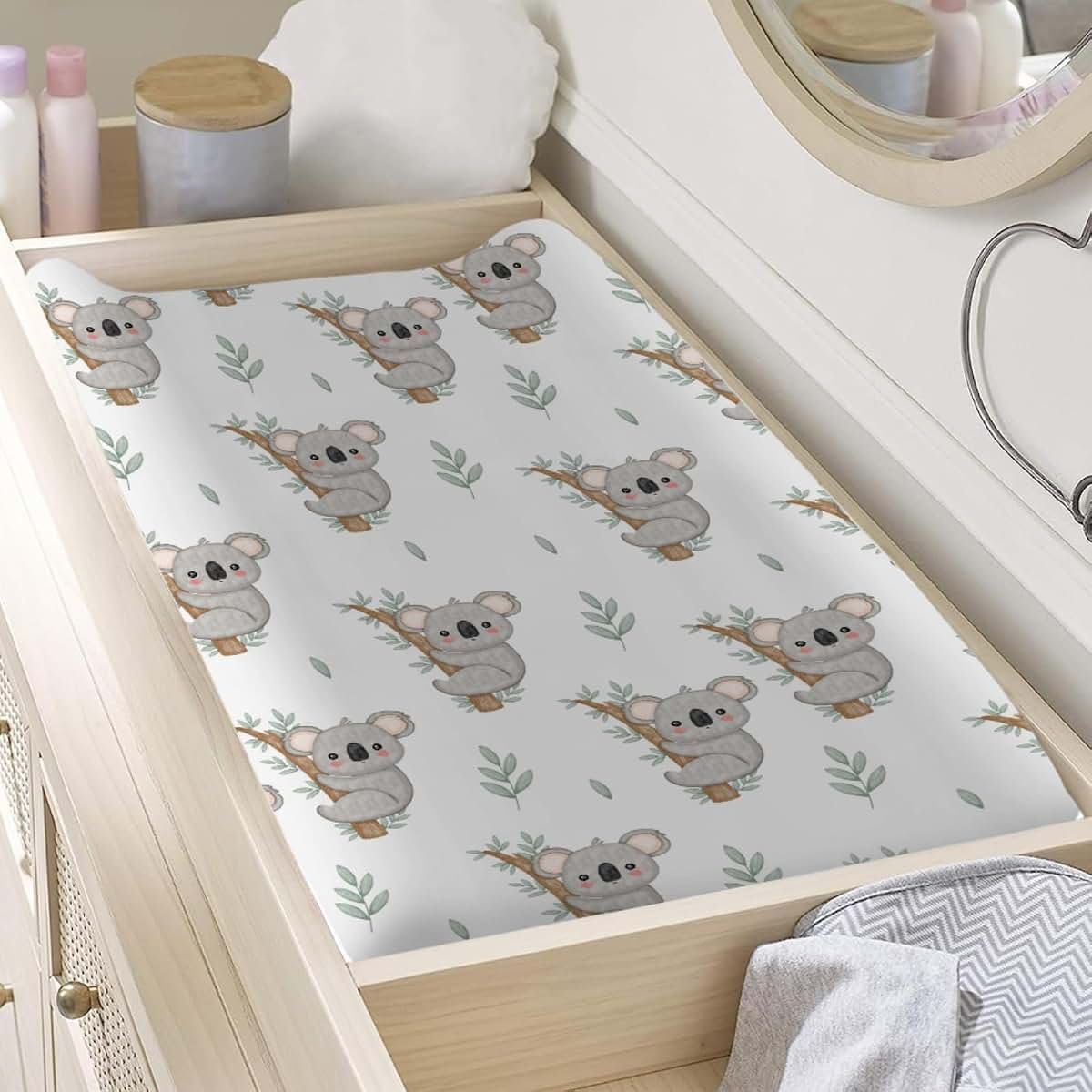 BabyOneStop Cute Koala Bear Branch Leaf Changing Pad Cover