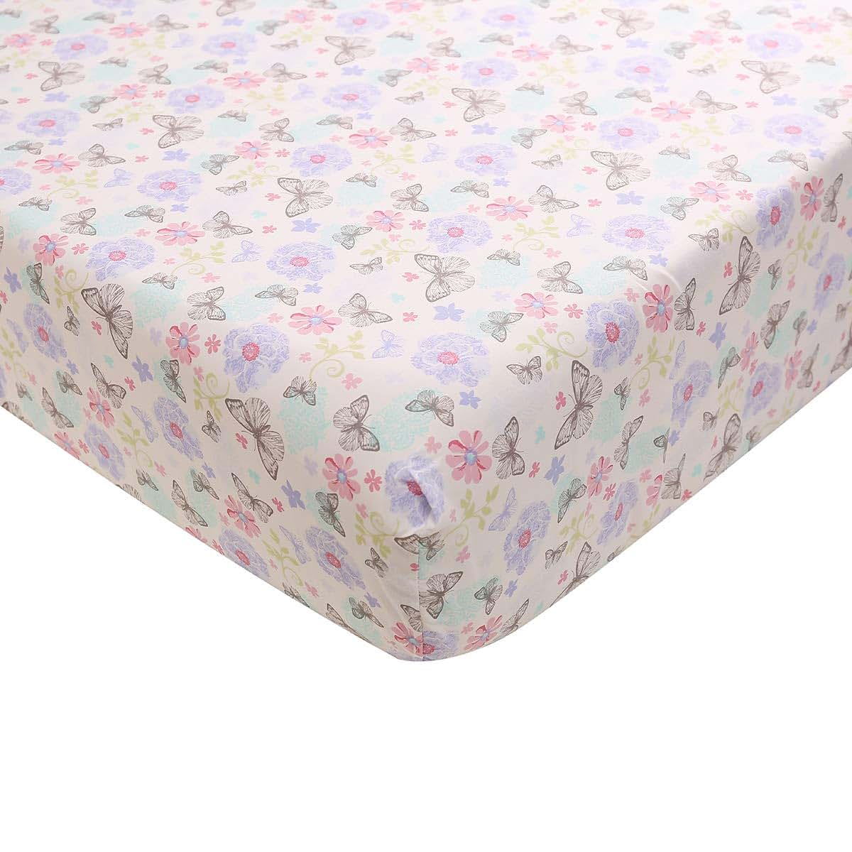 Cotton Butterfly Crib Sheet For Nursery Baby Girl Fitted Sheet