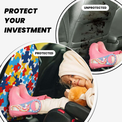 YYHWHJDE Car Seat Anti-Kick Storage Pads with Puzzle Heart Printing