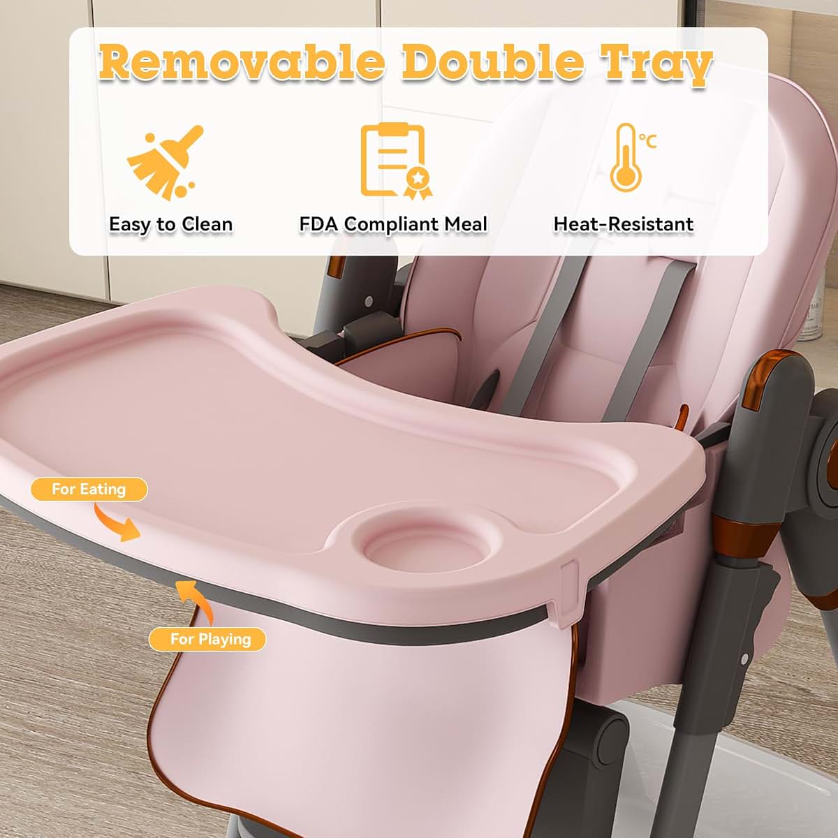 SmartEdge Foldable Baby High Chair with Wheels