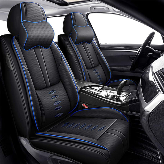Cscevt Leather Seat Covers for Ford Explorer 1993-2025 2026 Front Set Waterproof with Airbag Compatible Black Blue