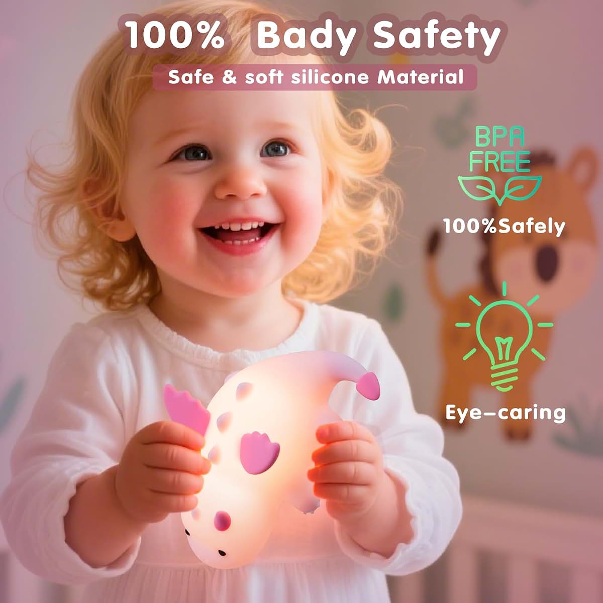 AGV Cici Cute Baby Dragon Night Light,Soft Silicone Breastfeeding Nursery Lamps (photo 4)