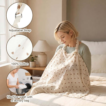Hadnves Muslin Nursing Covers for Breastfeeding Breathable Cotton (photo 3)