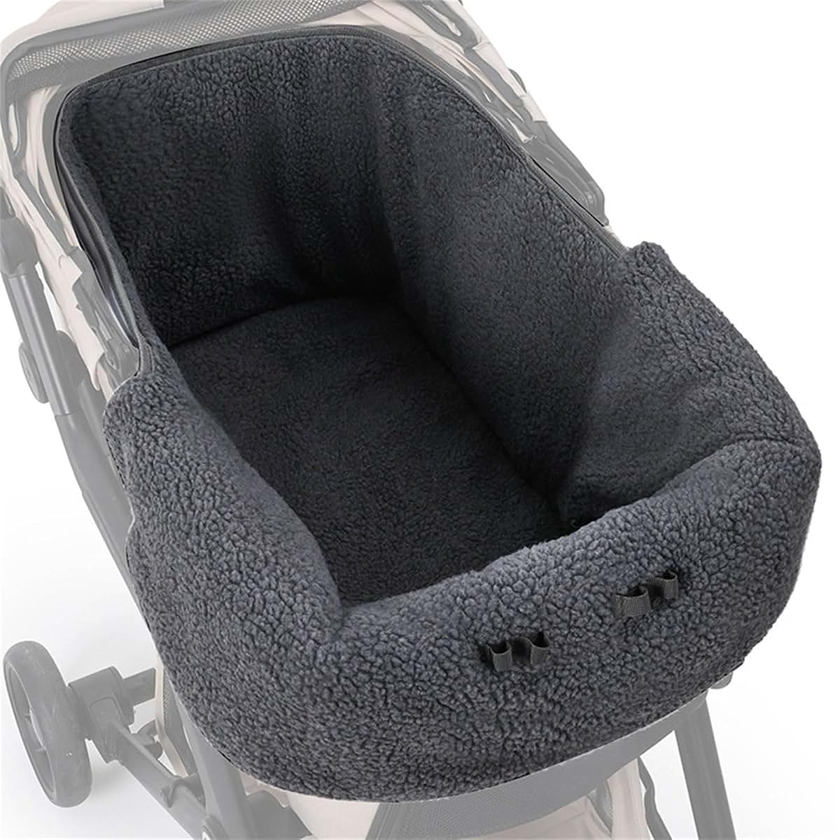 FACAILUO Machine Washable Pet Strollers Winter Cover Soft Fleece Interior Windproof Furry Design Cold Weather (photo 4)