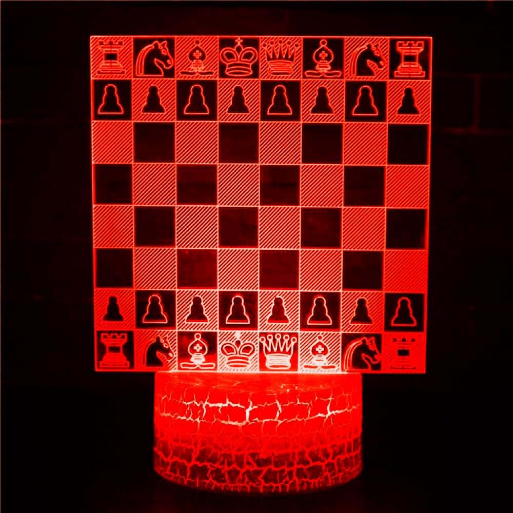 Jinnwell 3D Chess Night Light Lamp, 16 Color Changing Touch Control with USB Cable