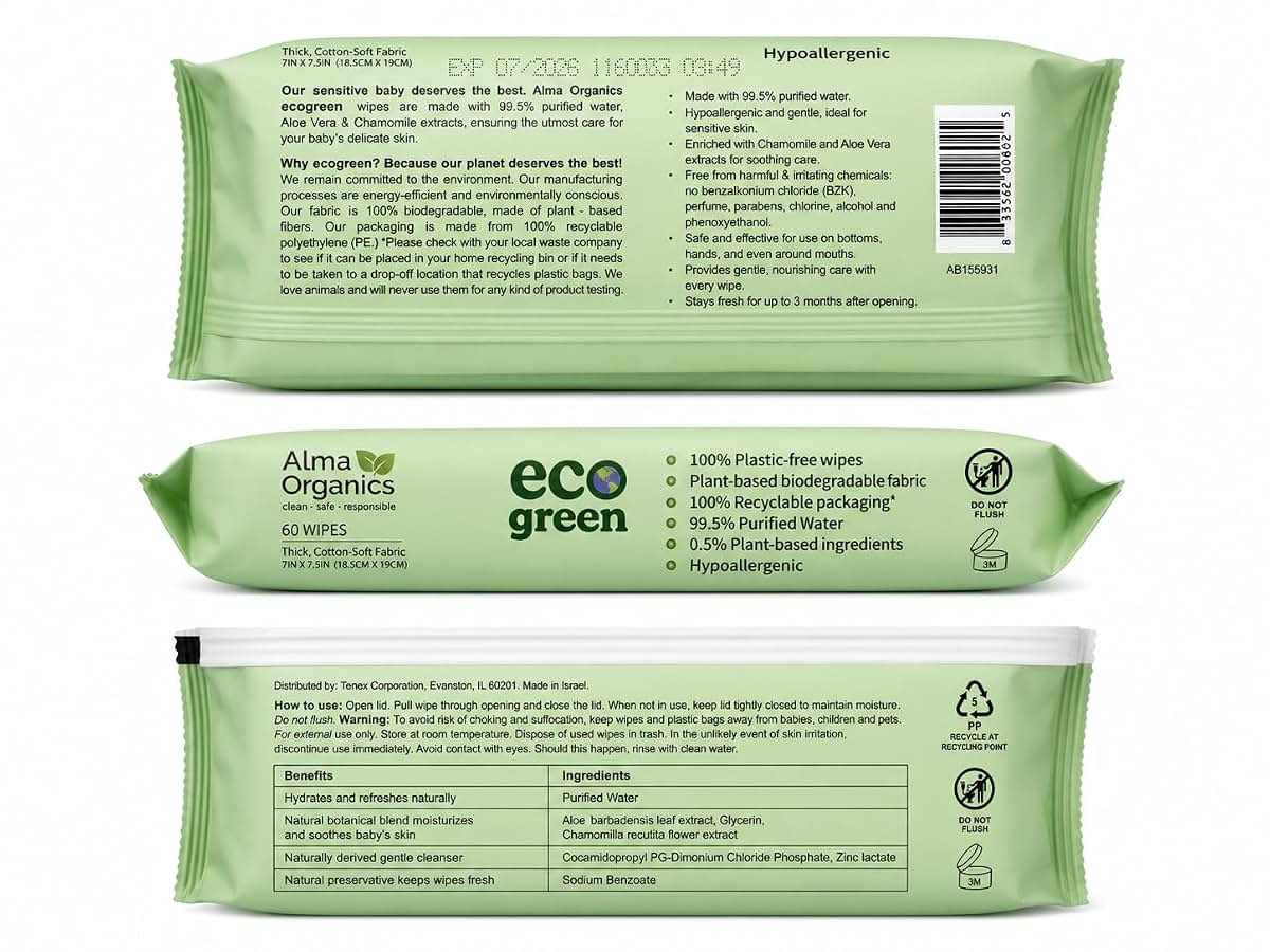 Alma Organics Organic Baby Wipes For Sensitive Skin (photo 2)