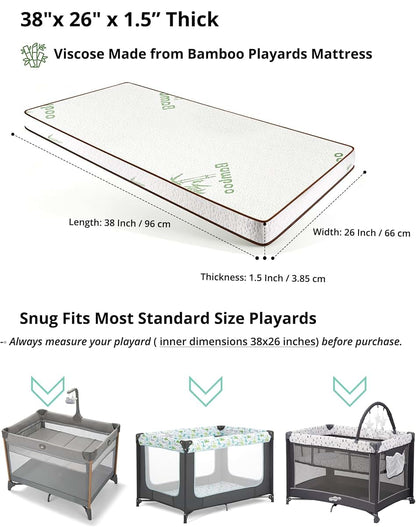 Bamboo Pack And Play Mattress Topper Pad for Playpen