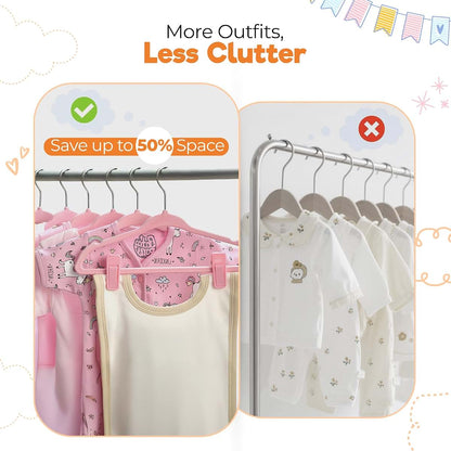 Babyrish Velvet Baby Hangers with Clips and Dividers - 30 Pack Pink
