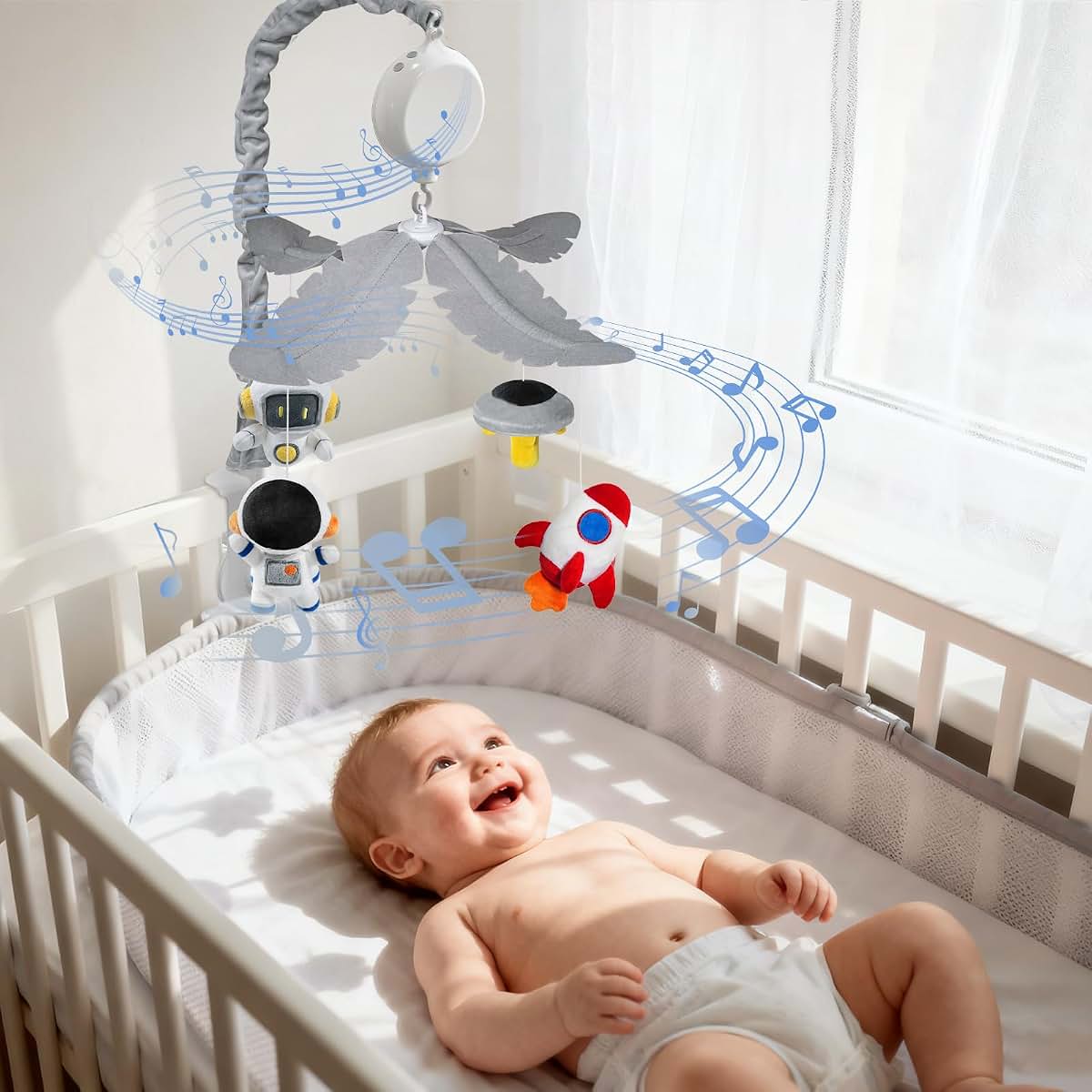 Feisike Space Crib Mobile for Nursery Decor and Playful Exploration