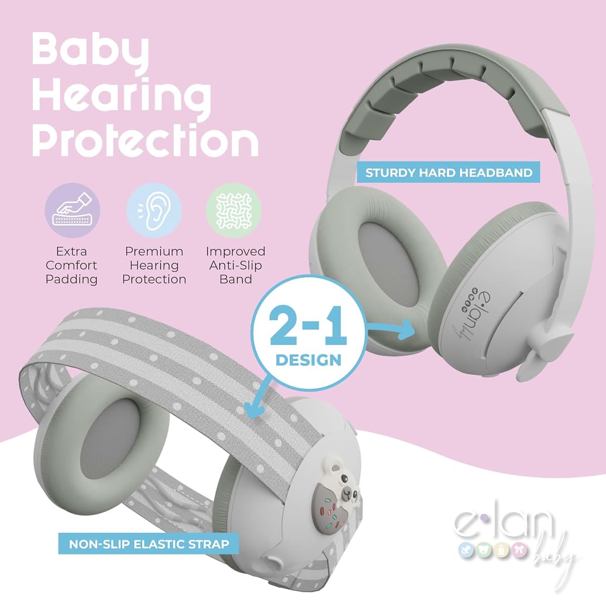 BabyOneStop 2-In-1 Baby Ear Muffs Noise Protection With 2 Headbands