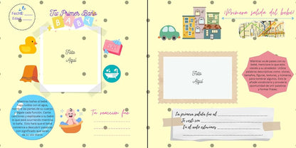 USA Spanish Album del Primer Año del Bebé * álbum de memorias del bebé * colocar fotos, recuerdos y logros * unisex *