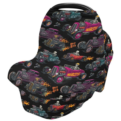 Lancerry Baby Car Seat Cover, Checkered Flag Stretchy Nursing Cover