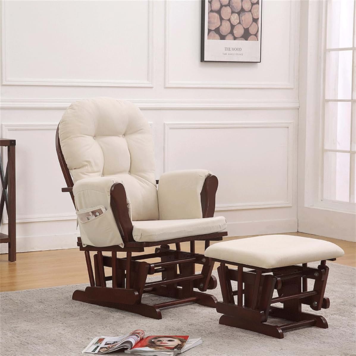 Taseki 5-Piece Glider Rocker Cushion Set With Side Pockets In Beige (photo 2)