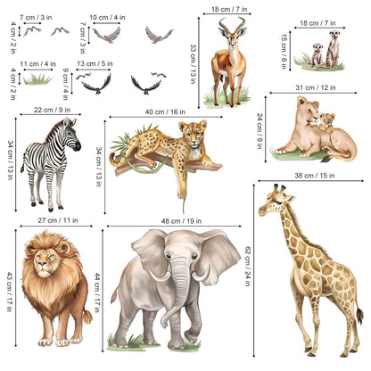 Wondever Safari Animals Wall Decals - Lion Giraffe Stickers