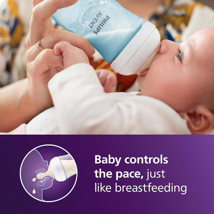 Philips AVENT Natural Baby Bottle with Natural Response Nipple, Blue, 9oz, 3pk, SCY903/23