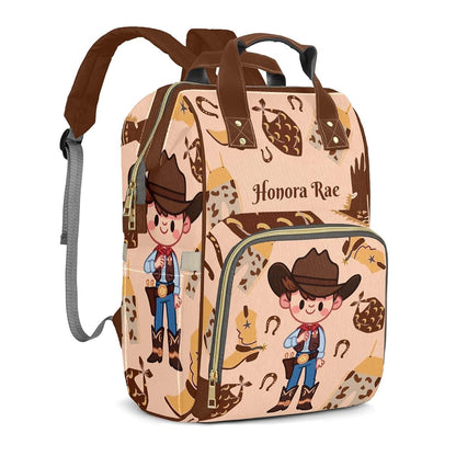 Joyestore Personalized Little Cowboy Custom Mom Bag with Name,Dad and Mom Diaper Backpack Waterproof Baby Shower for (photo 2)