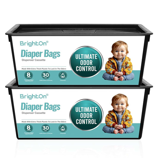 BrightOn® Diaper Pail Refill Bags, 60 Bags, Compatible with Genie Easy Roll Signature Diaper Pails, Holds Up to 2820