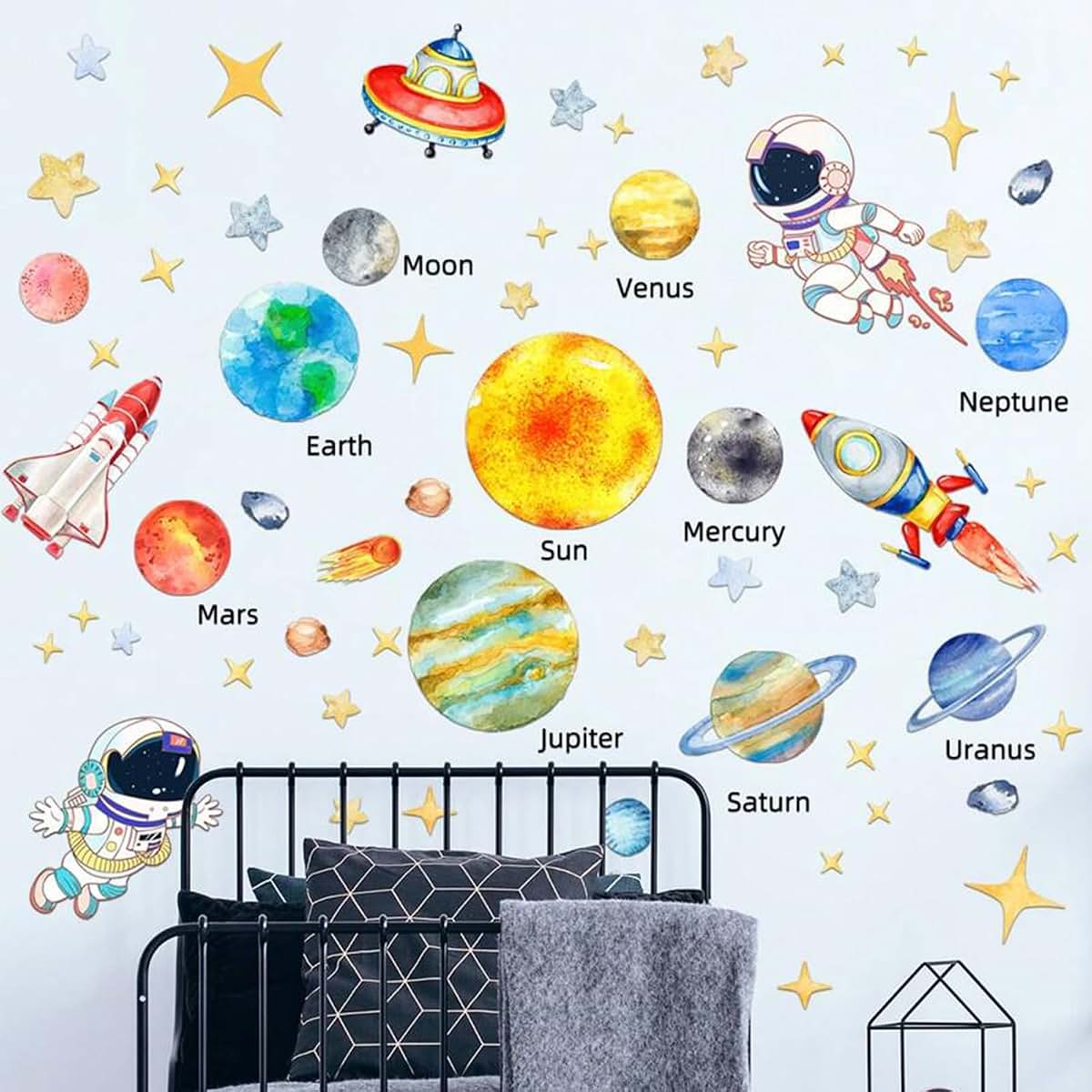 ToutoDecal Solar System Wall Decals With Planets And Astronauts
