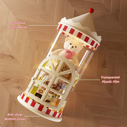 LUFOFOX Transparent PVC Storage Tube Castle Style with Door and Wheels