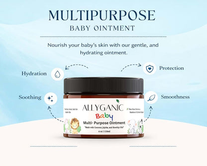 AllyGanic Multipurpose Baby Ointment– Gentle, All-Natural Moisturizer for Sensitive Skin, Diaper Rash, Dry Patches (photo 2)