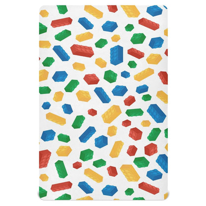 Pfrewn Fitted Crib Sheet with Building Blocks Pattern, 52x28x9 Inch, Machine Washable