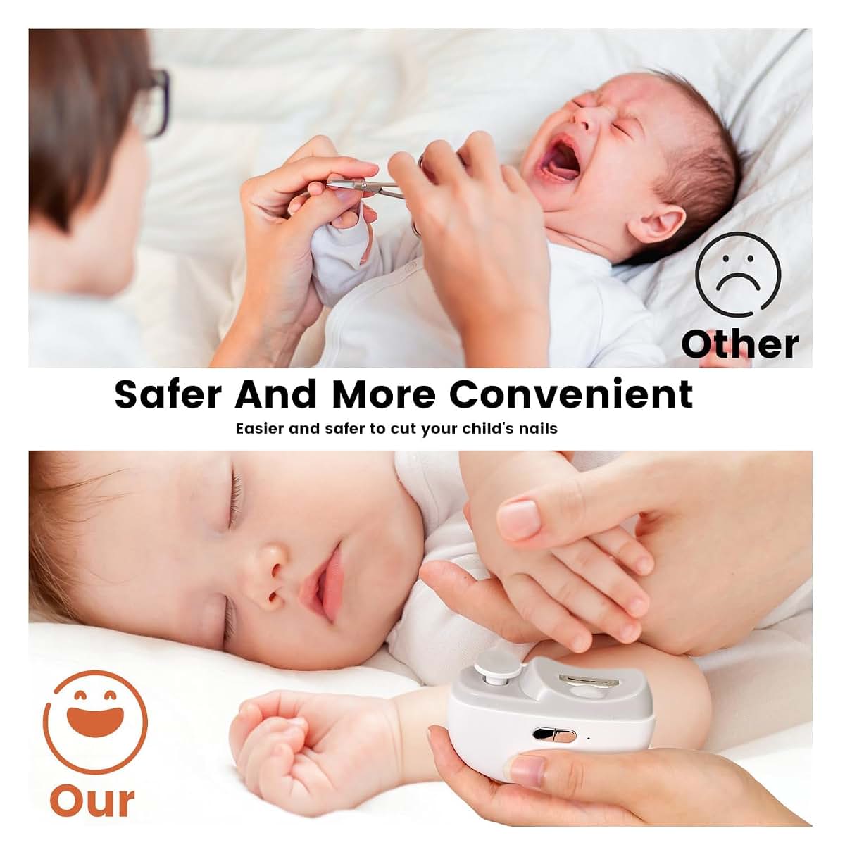 2 in 1 Electric Nail Clipper Polisher for Babies, Kids & Adults | USB Rechargeable Trimmer