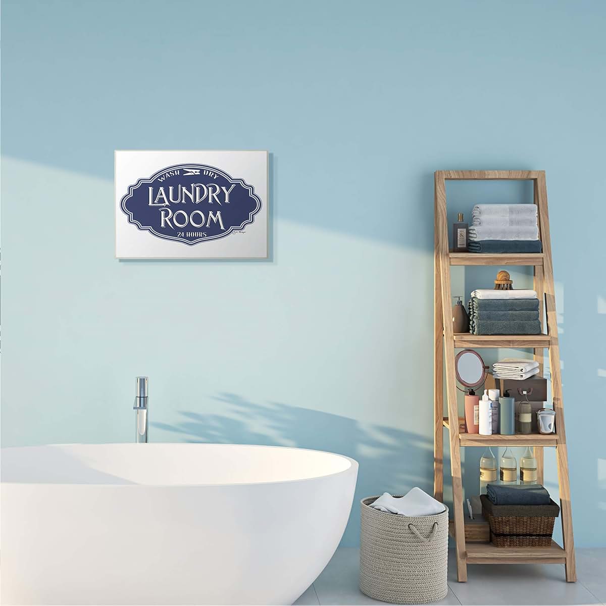 Stupell Industries Vintage Laundry Room Sign Blue 13x19 Inch Mounted Plaque