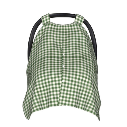 Qbtspek Green Gingham Plaid Multi-Use Car Seat And Nursing Cover (photo 2)