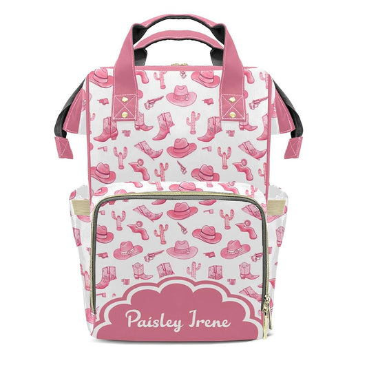 YallLocoMo Diaper Bag Backpack Large Capacity Pink Cowgirl Western Travel Nappy Bag