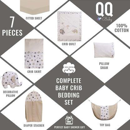 QoupQuru Baby Turkish Cotton Crib Bedding Set for Nursery Decor