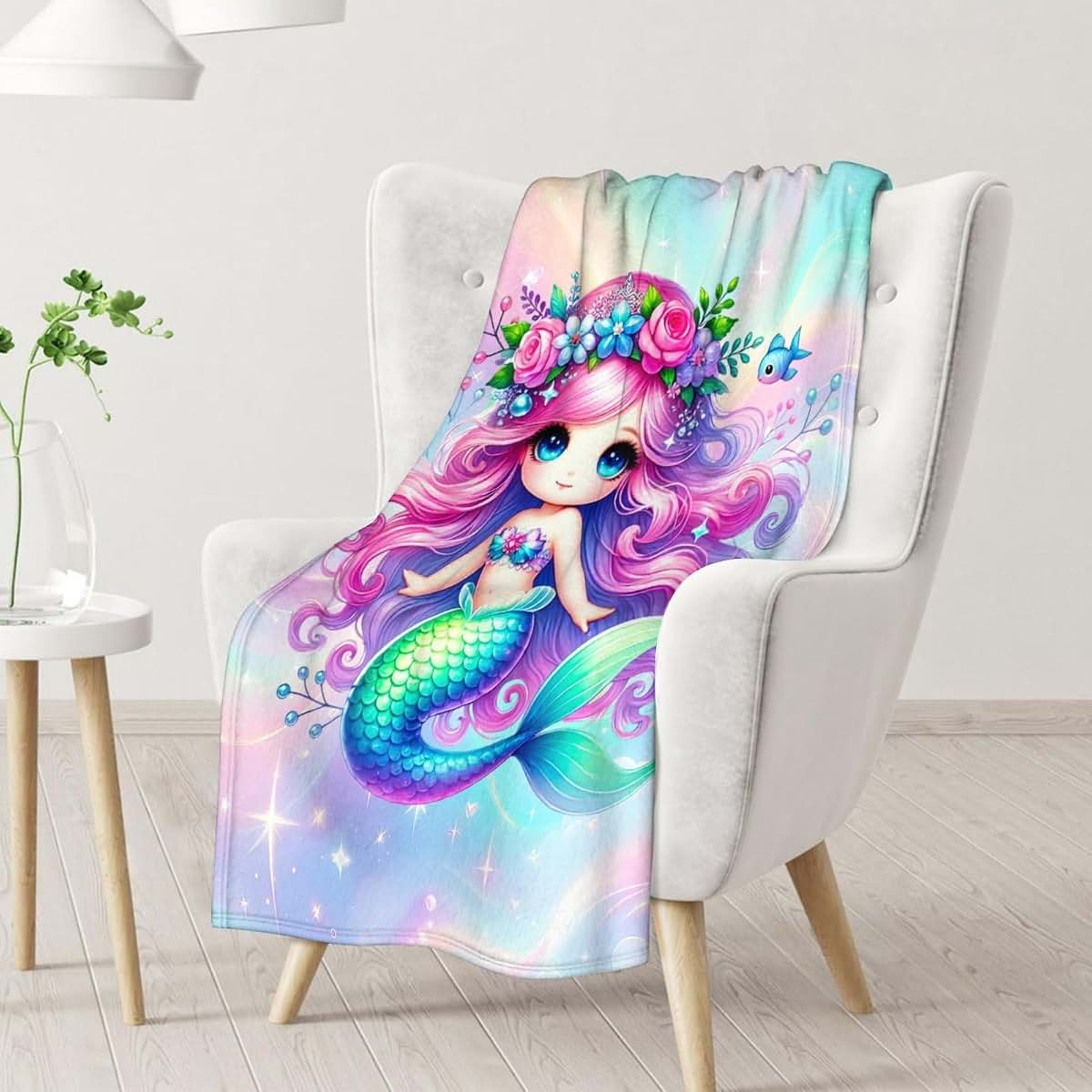 MEETUHONEY Toddler Blanket for Girls - 30 x 40 Inches Mermaid Blanket for Girls 4-6 - Kids Mermaid Gifts for Crib, Lap (photo 2)