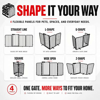 Foreng Freestanding Foldable Dog Gate with Door, 30" Tall, Up to 70" Wide
