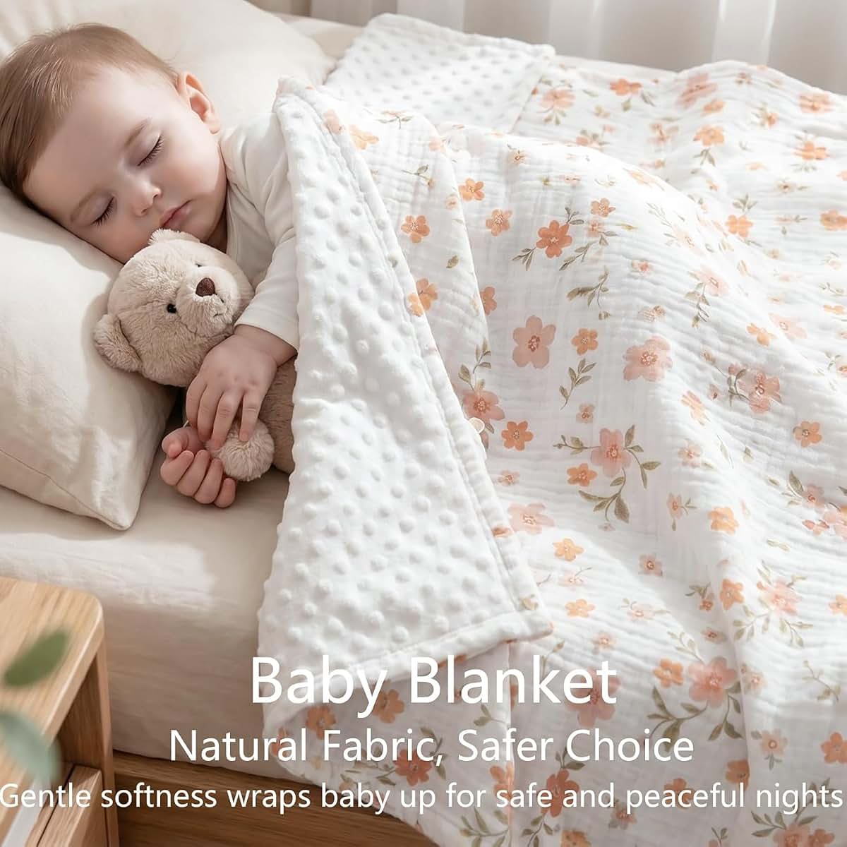 BabyOneStop 2 Pack Muslin Baby Blankets 40x40 In Cotton Floral Swaddle Receiving Blanket for Newborn Infant Toddler