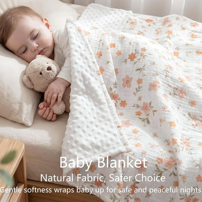 BabyOneStop 2 Pack Muslin Baby Blankets 40x40 In Cotton Floral Swaddle Receiving Blanket for Newborn Infant Toddler