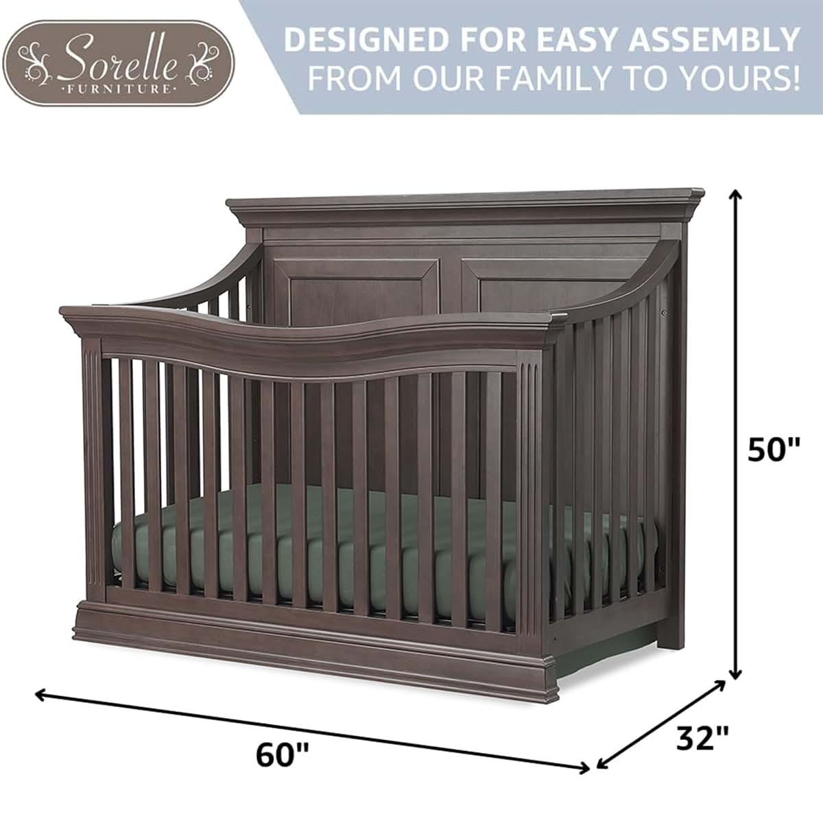 Sorelle Providence 4-in-1 Convertible Crib In Chocolate (photo 4)