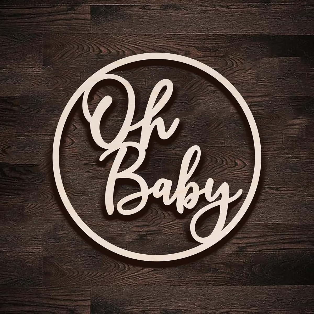 Qualiassu Oh Baby Wood Sign for Baby Shower Decoration, White