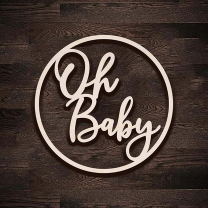 Qualiassu Oh Baby Wood Sign for Baby Shower Decoration, White