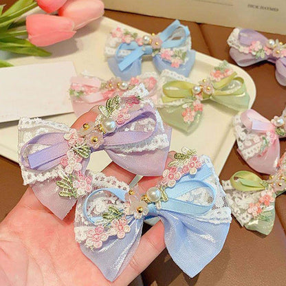 Ewanda Store 16 Pcs Kid Girls Pearl Bow Hair Clips