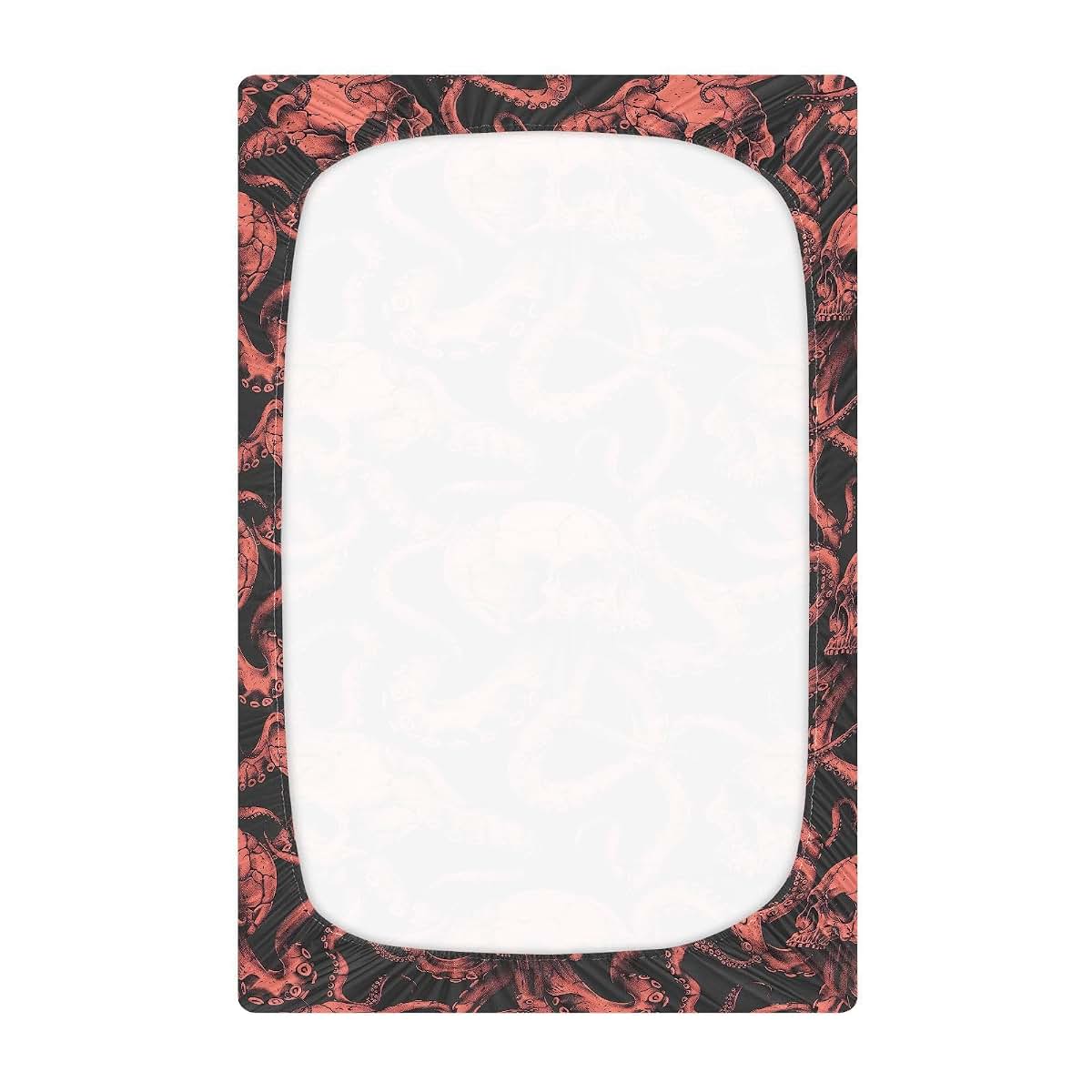 Umiriko Red Skull Octopus Fitted Crib Sheet 52x28x9in