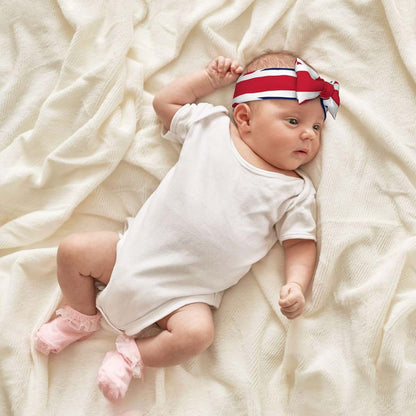 Baby Bow Headband with British Flag Print