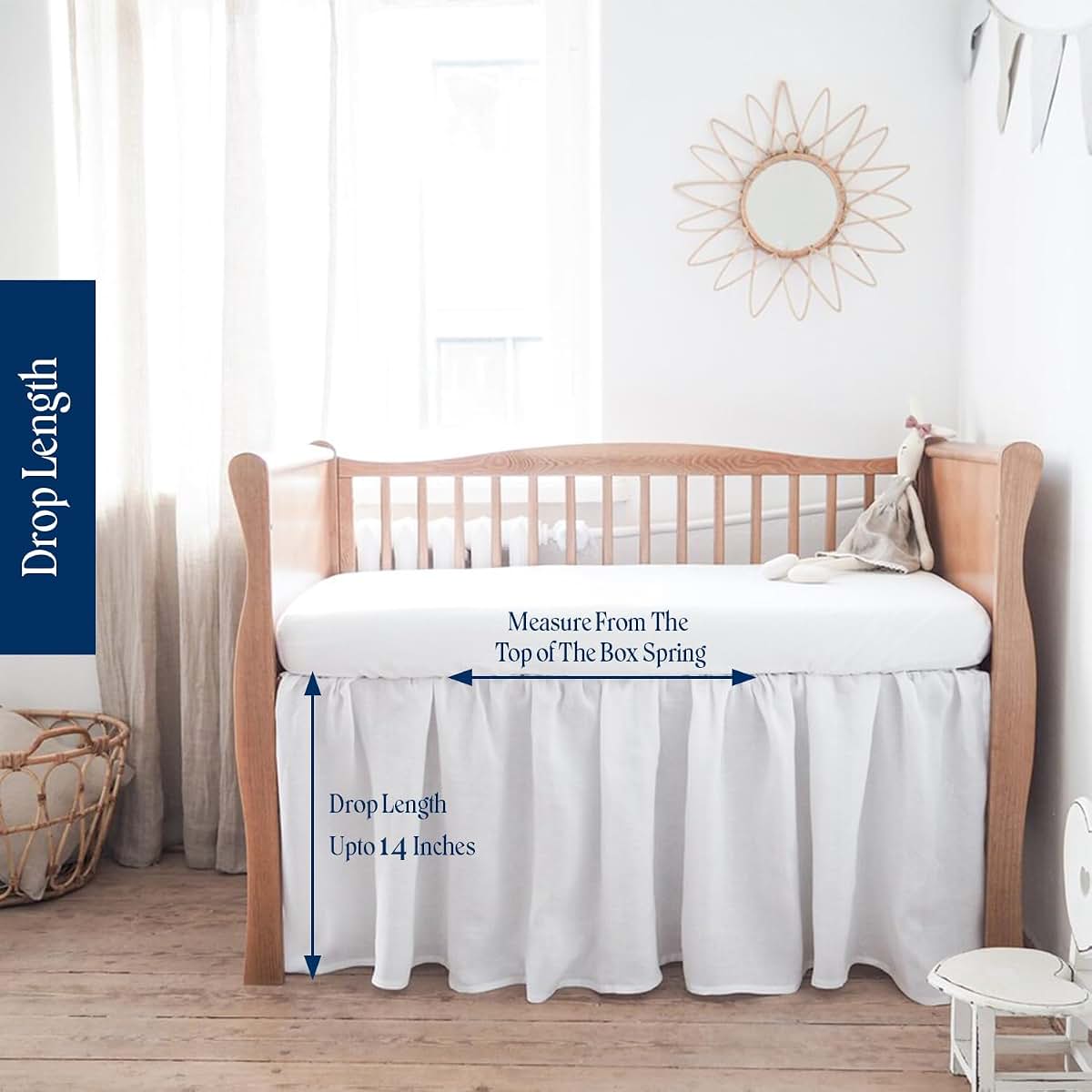 Dee's Collection Ruffled Crib Bed Skirt Mini - 24x42 Inch Nursery Toddler Ruffle Bedding Skirt for Baby Girls, Boys (photo 4)