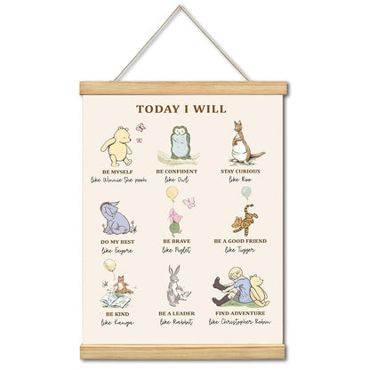 WUAWN Winnie the Pooh Nursery Wall Art, 16x12 Inch Linen Canvas